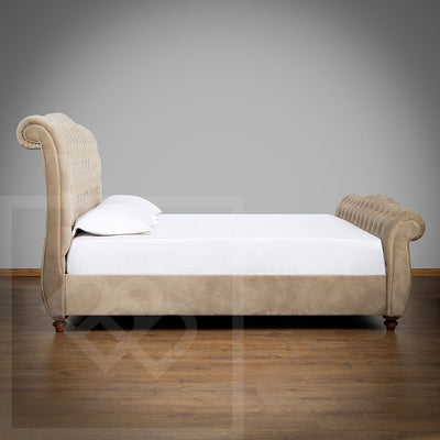 Epsom High Curve Chesterfield Sleigh Style Bed