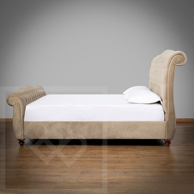 Epsom High Curve Chesterfield Sleigh Style Bed